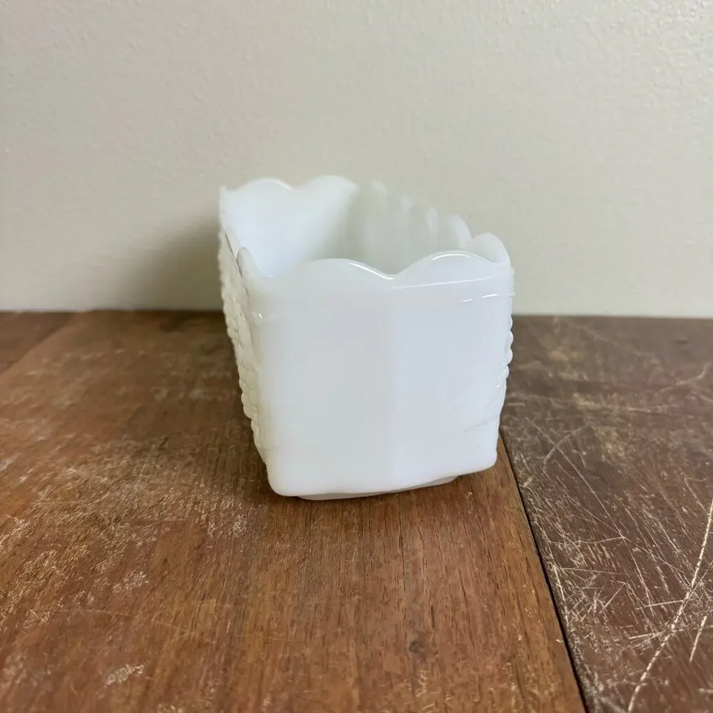 Fire King Anchor Hocking Milk glass Grape Fruit‎ embossed rectangular dish